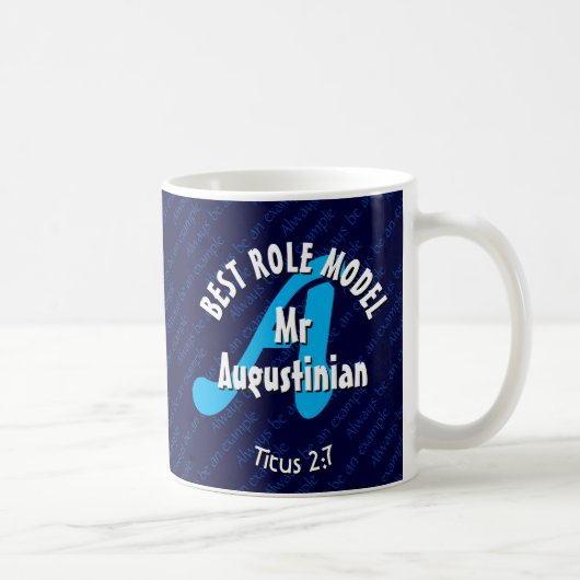 Mug Monogramme bleu MEILLEUR MODÈLE DE RÔLE Écriture p (Droite)