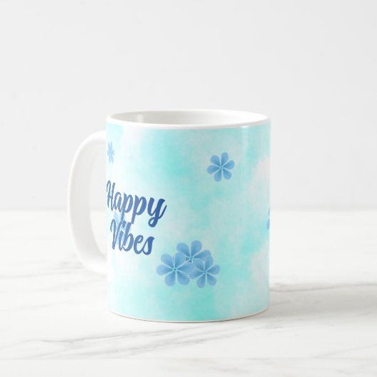 Mug monogramme bleu moderne et élégant (Devant gauche)