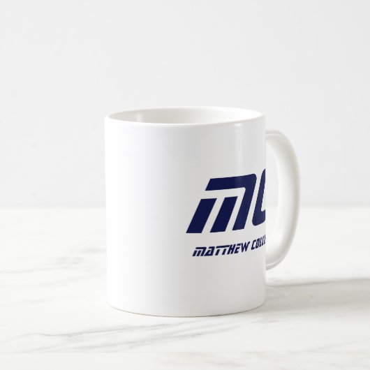 Mug Monogramme bleu moderne Nom Bold Simple pour Lui (Devant droit)