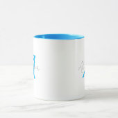 Mug Monogramme Bleu Moderne & Nom Personnalisé en Écri (Centre)