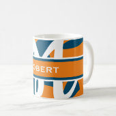 Mug Monogramme bleu orange de la Marine blanche Person (Devant droit)