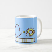 Mug Monogramme bleu Polka Dot and Stripes (Devant droit)