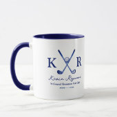 Mug Monogrammé bleu pour un golfeur (Gauche)