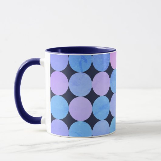 Mug Monogramme bleu pourpre et rose des cercles (Gauche)