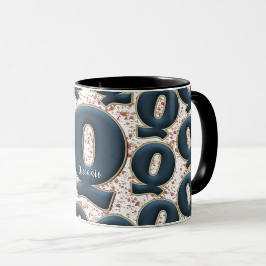 Mug Monogramme bleu profond moderne Nom Customisé mign (Devant droit)