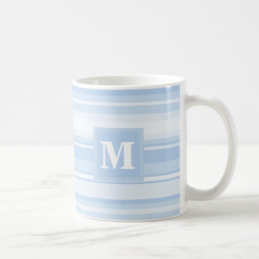 Mug Monogramme Bleu rayures (Droite)