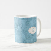 Mug Monogramme bleu rustique Typographie florale (Devant droit)