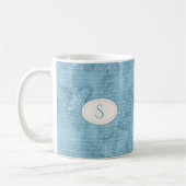 Mug Monogramme bleu rustique Typographie florale (Gauche)