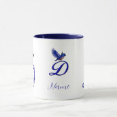 Mug Monogramme Bluebird Initial D Élégant Personnalisé (Centre)