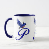 Mug Monogramme Bluebird initial P élégant (Gauche)