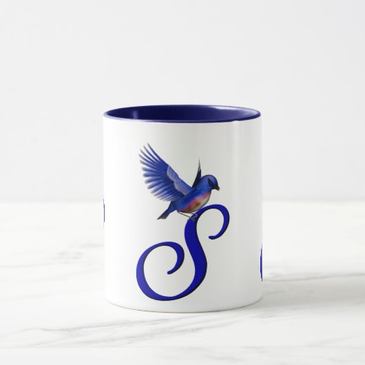 Mug Monogramme Bluebird Initial S Élégant (Centre)