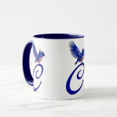 Mug Monogramme Bluebird Initiale C Élégant (Devant gauche)