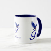 Mug Monogramme Bluebird Initiale F Élégant Personnalis (Devant droit)
