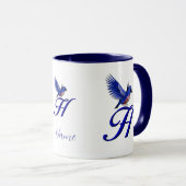 Mug Monogramme Bluebird Initiale H Élégant Personnalis (Devant droit)