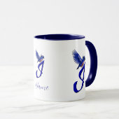 Mug Monogramme Bluebird Initiale I Élégant Personnalis (Devant droit)