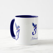 Mug Monogramme Bluebird Initiale I Élégant Personnalis (Devant gauche)