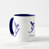 Mug Monogramme Bluebird Initiale J Élégant Personnalis (Devant gauche)