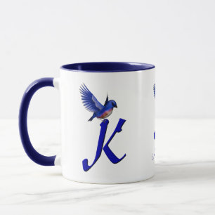 Mug Monogramme Bluebird Initiale K Élégant Personnalis