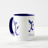 Mug Monogramme Bluebird Initiale K Élégant Personnalis (Devant gauche)