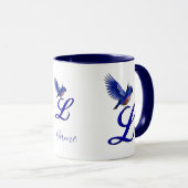 Mug Monogramme Bluebird Initiale L Élégant Personnalis (Devant droit)