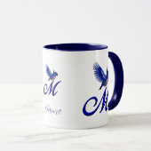 Mug Monogramme Bluebird Initiale M Élégant Personnalis (Devant droit)