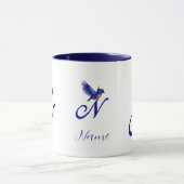 Mug Monogramme Bluebird Initiale N Élégant Personnalis (Centre)