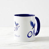 Mug Monogramme Bluebird Initiale N Élégant Personnalis (Devant droit)