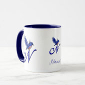 Mug Monogramme Bluebird Initiale N Élégant Personnalis (Devant gauche)