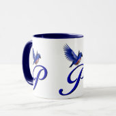 Mug Monogramme Bluebird Initiale P Élégant (Devant gauche)
