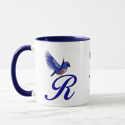 Mug Monogramme Bluebird Initiale R Élégant Personnalis (Gauche)