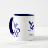Mug Monogramme Bluebird Initiale R Élégant Personnalis (Devant gauche)