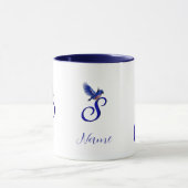 Mug Monogramme Bluebird Initiale S Élégant Personnalis (Centre)