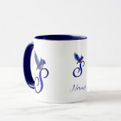 Mug Monogramme Bluebird Initiale S Élégant Personnalis (Devant gauche)