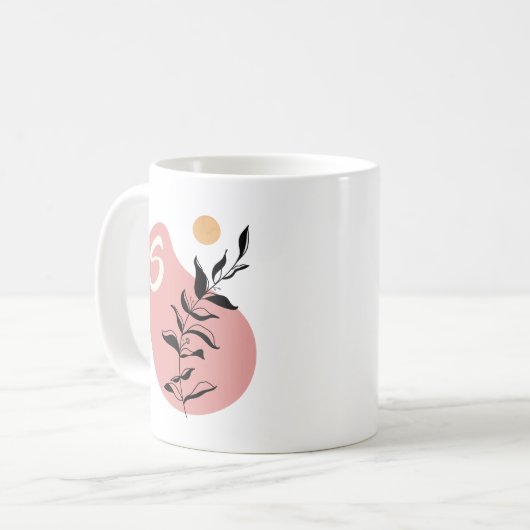 Mug Monogramme Boho Eucalyptus Avec Soleil (Devant gauche)