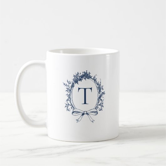 Mug Monogramme Botanique Bleu Vintage (Gauche)