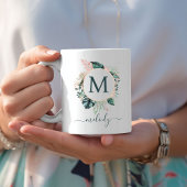 Mug Monogramme Botanique Boho - Vert - Blanc