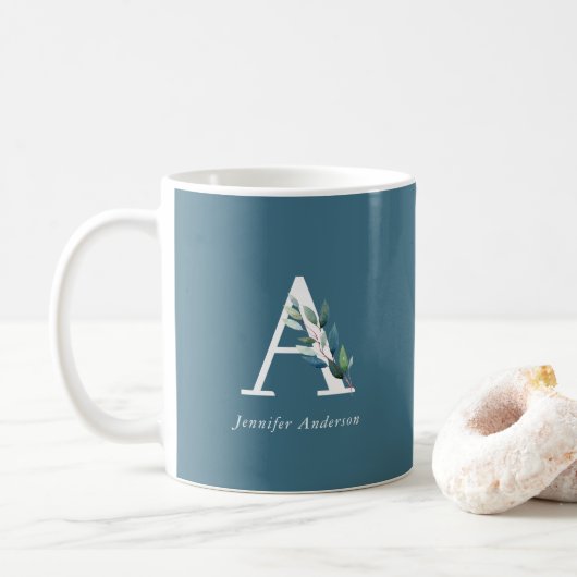 Mug Monogramme botanique délicat (Avec donut)