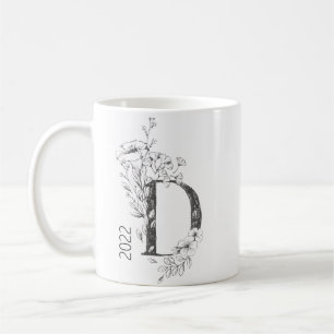 Mug Monogramme botanique floral   Co élégante de texte