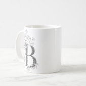 Mug Monogramme botanique floral | Co élégante de texte (Devant gauche)