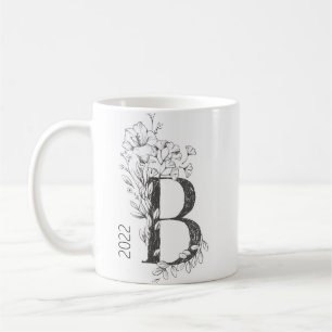 Mug Monogramme botanique floral   Co élégante de texte
