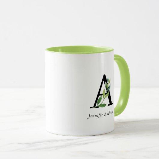 Mug Monogramme botanique moderne (Devant droit)