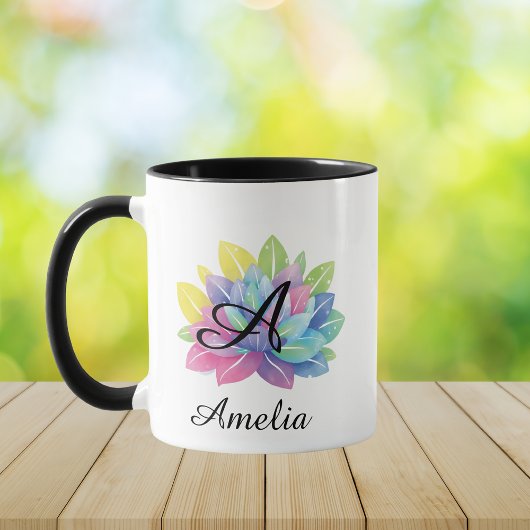 Mug Monogramme botanique moderne coloré Y2K