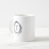 Mug Monogramme Botanique Noir Vintage (Devant gauche)