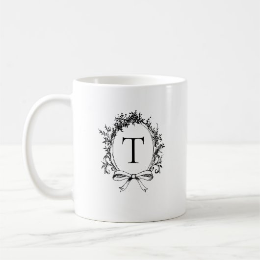 Mug Monogramme Botanique Noir Vintage (Gauche)