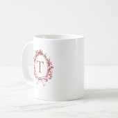 Mug Monogramme botanique rouge vintage (Devant gauche)
