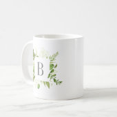 Mug Monogramme botanique vert de prairie sauvage (Devant gauche)