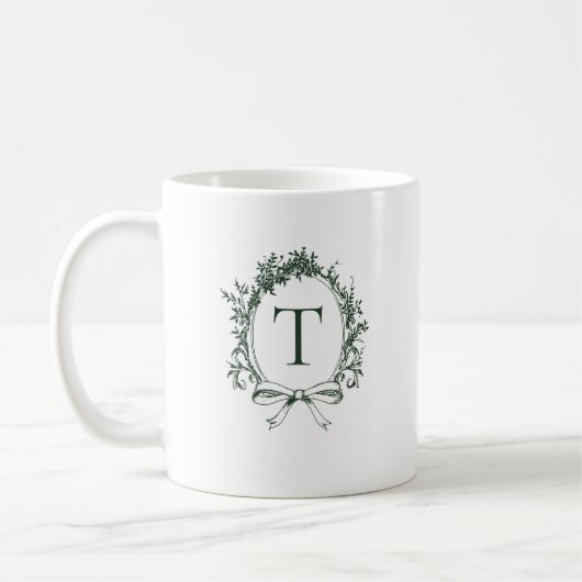 Mug Monogramme botanique vert vintage (Gauche)