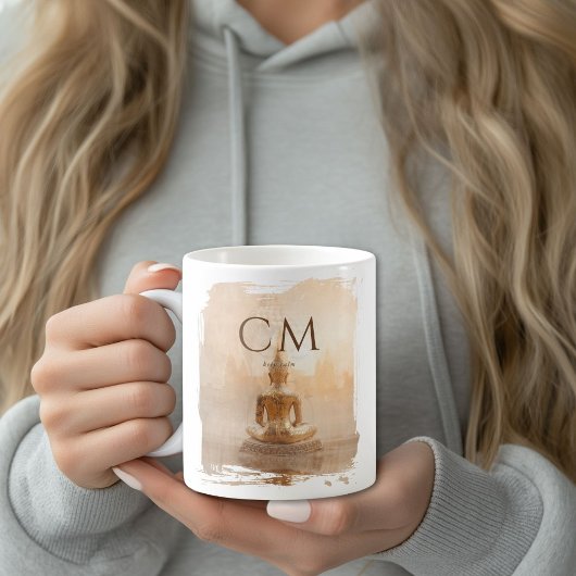 Mug Monogramme Bouddha Doré