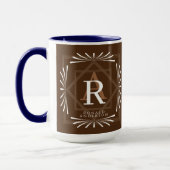 Mug Monogramme Brown à cadre élégant (Gauche)