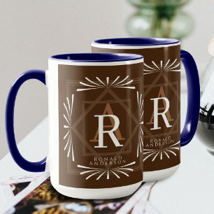 Mug Monogramme Brown à cadre élégant